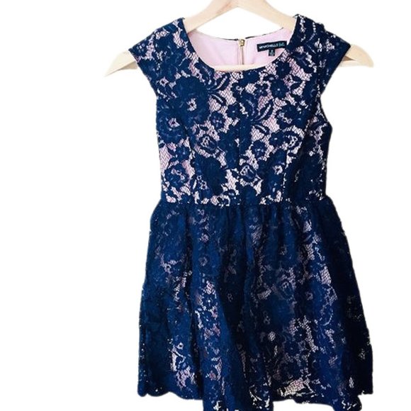 My Michelle Other - My Michelle Navy Floral Lace Overlay Dress